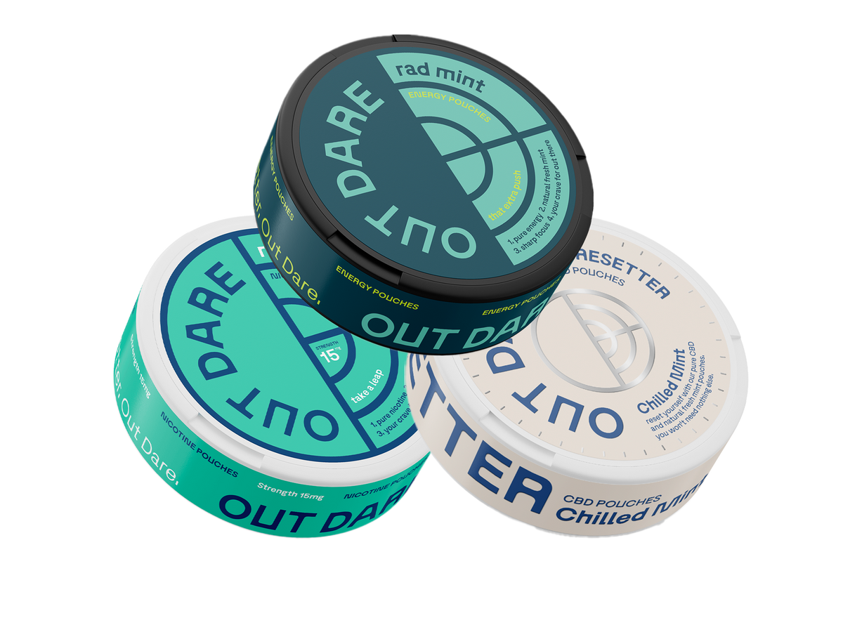 OutDare Nicotine, Energy and Sleep Pouches cans